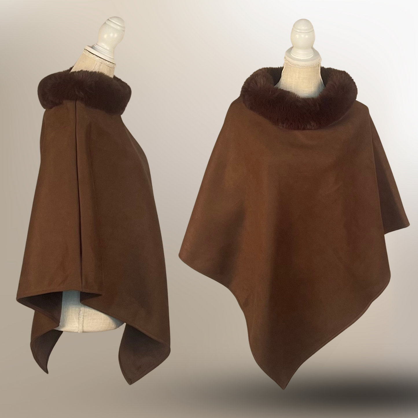 Faux Suede Poncho