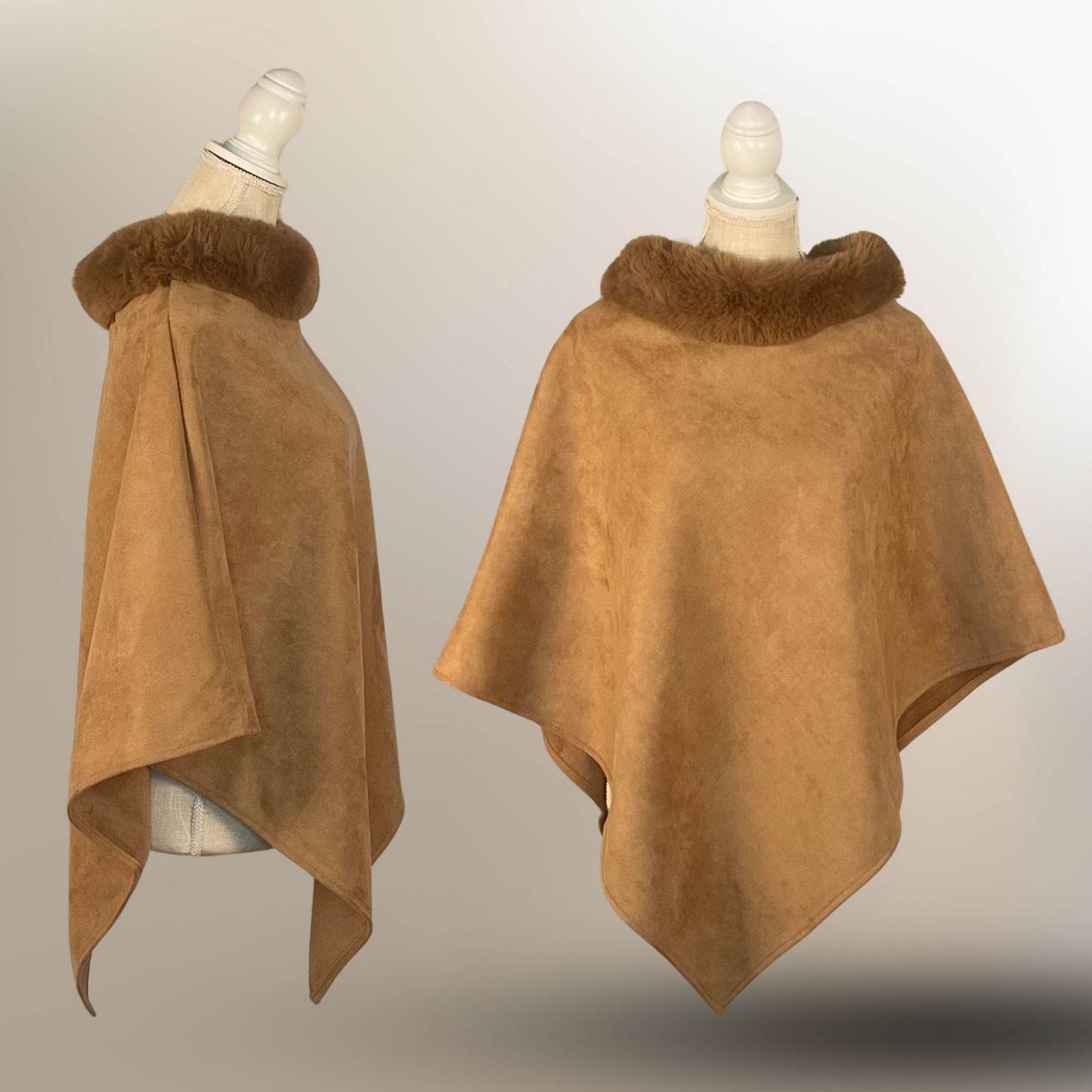 Faux Suede Poncho